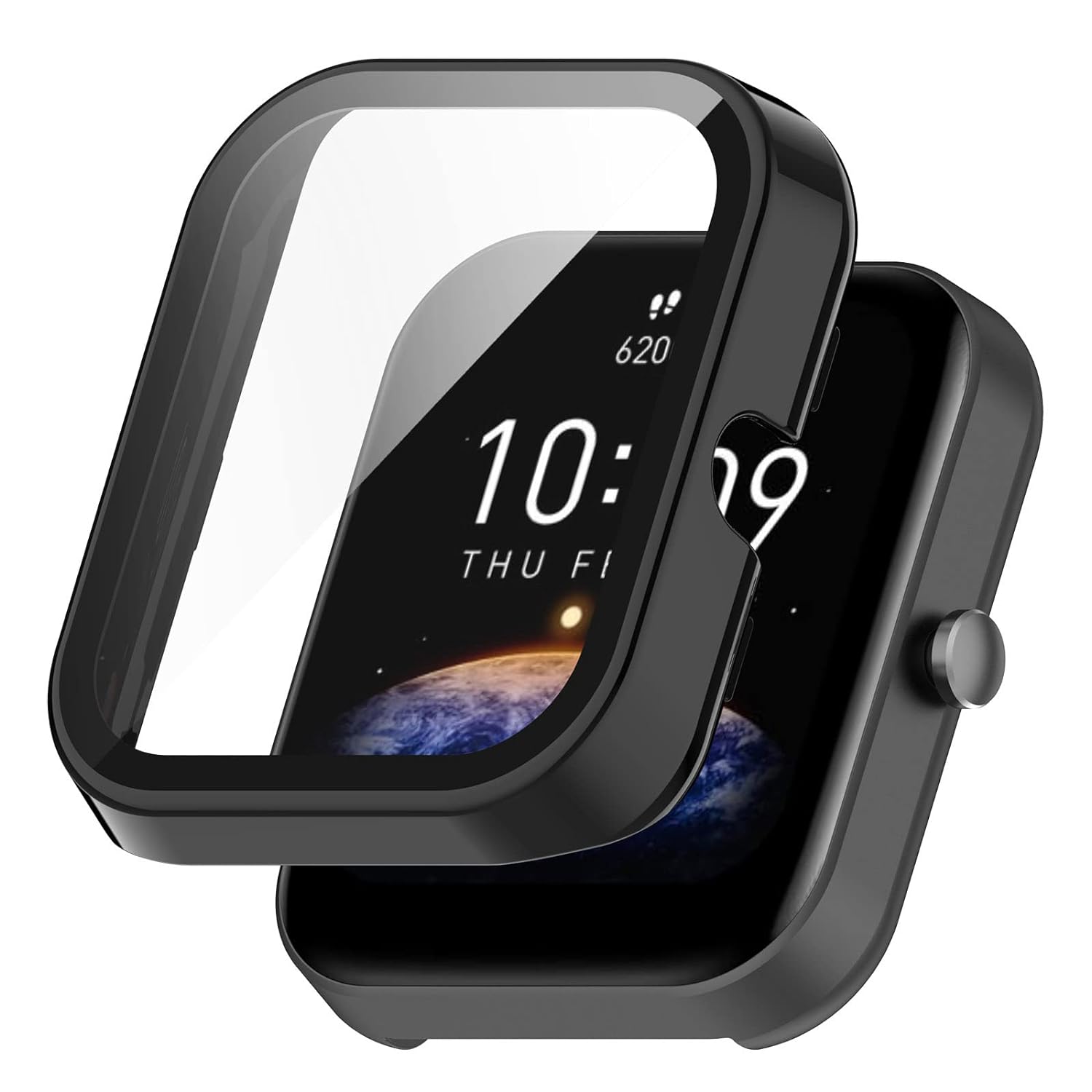 Oboe Screen Protector Case Compatible with Amazfit Bip 3/ Bip 3 Pro Watch Shockproof Thin Bumper Cover Protector (Black)