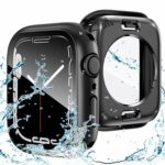 Vemigon Waterproof Case for Apple Watch Series 9 8 7 with Tempered Glass Screen Protector 45mm, Full Coverage Hard PC Bumper Back Frame, Protective Cover for iWatch – (45mm Black)