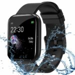 m i Smart Watch for Kids Men Boys Girls Women ID116 Plus 2024 Latest for Android and iOS Phones IP68 Waterproof Activity Tracker with Touch Color Screen Sleep & Heart Rate Monitor Pedometer Black