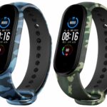 Sounce Pack of 2 Band Strap Compatible for Mi Band 5/ Mi Band 6 (Camouflage Blue and Camouflage Green)