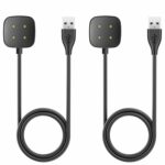 2 Pack Compatible with Fitbit Sense/Sense 2/Versa 3/Versa 4 Charger,Replacement USB Charging Cable Dock Stand for Sense/Sense 2/Versa 3/Versa 4 Accessories