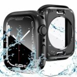 Vemigon Waterproof Case for Apple Watch Series 9 8 7 with Tempered Glass Screen Protector 41mm, Full Coverage Hard PC Bumper Back Frame, Protective Cover for iWatch – (41mm Black)