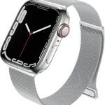 Sounce Metal Stainless Steel Bands Compatible with Watch Bands, Loop Magnetic Milanese Mesh Strap for iWatch Series 8 7 6 5 4 3 2 SE [Watch NOT Included] (38MM 40MM / 41MM Ultra) Silver