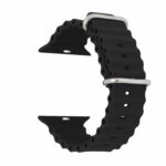 amazon basics New Flexible Silicone Ocean Sport Bands Compatible With Apple Watch, for Men Women, Replacement Straps For iWatch Series Ultra/8/7/6/5/4/3/2/1/SE (42MM 44MM 45MM 49MM, BLACK)(Black)