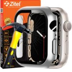 Zitel Hard Case with Built-in Tempered Glass Screen Protector Compatible with Apple Watch Series 9 41mm / Series 8 41mm / Series 7 41mm (41mm, Silver)