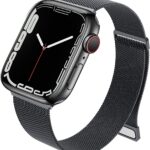 Sounce Metal Stainless Steel Bands Compatible with Watch Bands, Loop Magnetic Milanese Mesh Strap for iWatch Series 8 7 6 5 4 3 2 SE [Watch NOT Included] (38MM 40MM / 41MM Ultra) Black