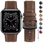 Fullmosa Leather Bands Compatible with Apple Watch Band 38mm 40mm 41mm,Yola Leather Bracelet Apple Watch Band Compatible for iWatch SE2 SE Series 9 8 7 6 5 4 3 2 1,38mm 40mm 41mm Dark Brown