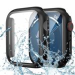 Goton Waterproof Case for Apple Watch Series 8 Screen Protector 45mm Series 7 45 mm, Full Protective Hard PC Bumper Face Cover Designed for iWatch Accessories 45 mm Black