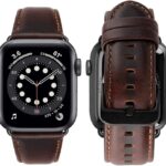 Priefy Genuine Leather iwatch Strap, Classic Vintage Replacement Watch Bands for Apple Watch Straps Series 8,Se2,7,6,5,4,3,2,1 (41|40|38mm) – Coffee Brown [Watch Not Included]