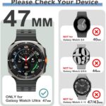 Meyaar Hard Case for Galaxy Watch Ultra Screen Protector, Tempered Glass Face Cover for Samsung Watch Ultra 47mm, Reliable Case Compatible with Samsung Galaxy Watch Ultra 47mm (Clear)