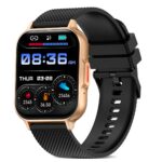 pTron Newly Launched Reflect Classic 2.01 inch Square Dial Smartwatch, Bluetooth Calling, Full Touch Display, 600 NITS, Metal Frame, 100+ Watch Faces, HR,SpO2, Voice Assist, 5 Days Battery Life (Gold)