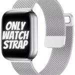 FOLX FMS1210 Metal Stainless Steel Milanese Magnetic Straps / Heavy Chain Bands Compatible With Apple iWatch Band For Men Women Unisex, Replacement Straps 49mm 45mm 44mm 42mm 41mmm 40mm 38mm For iWatch Series Ultra/8/7/6/5/4/3/2/1/SE/SE2【 👉 Only Strap For Apple iWatch ⌚ Watch NOT Included 】 (38MM 40MM 41MM, SILVER)