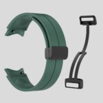 Prolet Soft Silicone Strap with Folding Magnetic Lock Compatible with Samsung Galaxy Watch 4, Watch 5, Watch 5 pro, Watch 6, 40mm/42mm/43mm/44mm/45mm Soft Premium Silicone strap-Dark Green