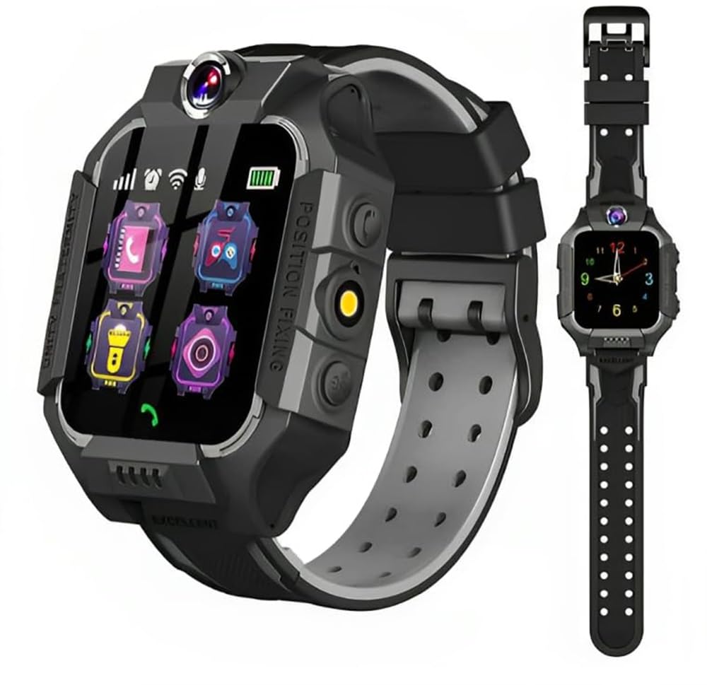 (Refurbished) PunnkFunnk Kids Calling Smart Watch for Boys & Girls | 2-Way Voice Calling & Message | Sim Card | Selfie Camera | Parent Control App | Voice Chat | Long Battery Life | LBS Location Tracking-Black