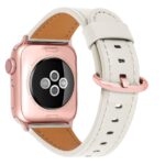 Compatible iWatch Band 38mm 40mm, Top Grain Leather Band Strap iWatch Series 5,Series 4,Series 3,Series 2,Series 1,Sport, Edition (White Band+Rose Gold, 38mm40mm)