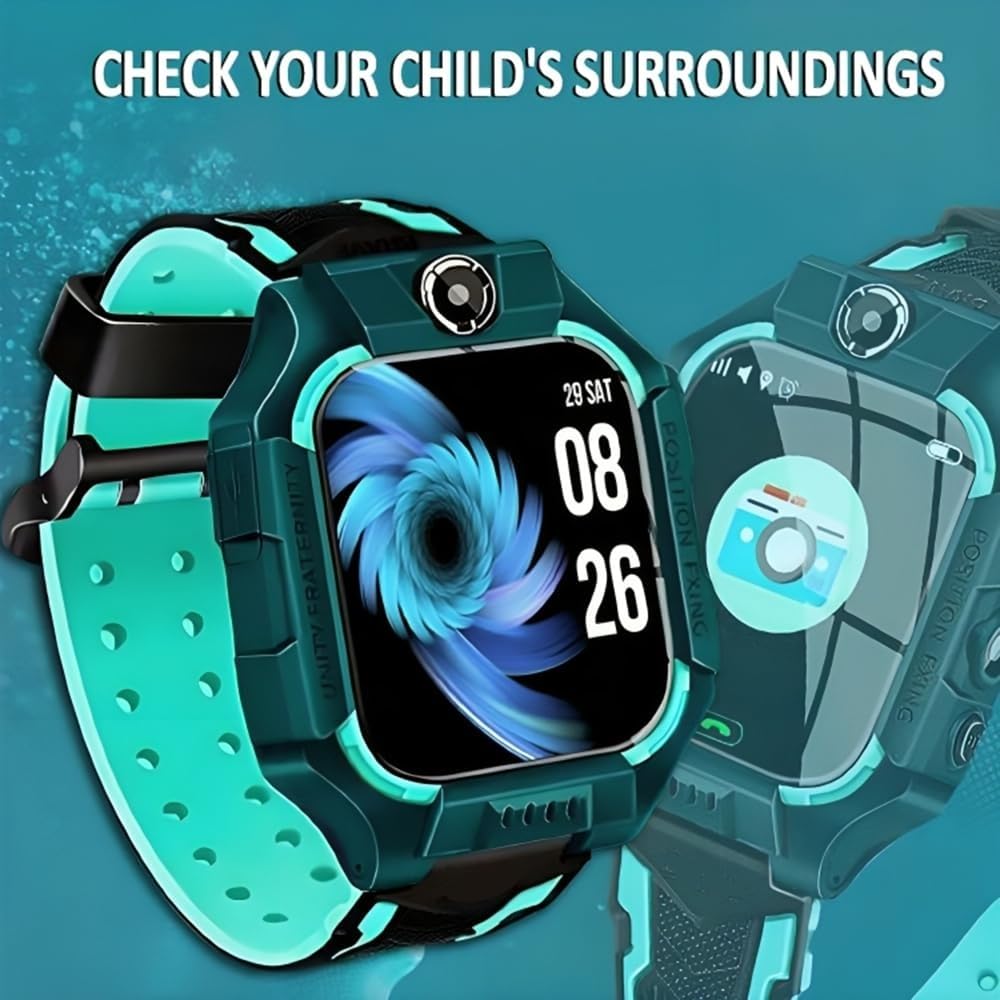 esportic Present Smart Kids GPS Location Tracking Watch With Sim Card Supported Voice Calling, Sos, Remote Monitoring, Camera, Geo-Fencing Function, Kids Smart Watch Specifically Designed(Ocean Green)