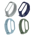 Wisely (Pack 4 Band Strap Compatible for Mi Band 5 / Mi Band 6 M5/M6/M7 Wristband Soft Silicone Straps Combo (Pack of 4 – Olive-Navy-Grey-Cowboyblue)