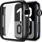 Meyaar Tempered Glass Case Compatible for Apple Watch Series 10 Hard PC Screen Protector Ultra-Thin Lightweight Scratch-Resistant Cover (Black, for Apple Watch Series 10 (46mm))