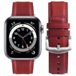 Fullmosa Leather Bands Compatible with Apple Watch Band 42mm 44mm 45mm 49mm,Yola Leather Bracelet Apple Watch Band Compatible for iWatch Ultra 2 Ultra SE2 SE Series 9 8 7 6 5 4 3 2 1,Red