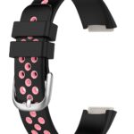 OBOE Silicone Smart Watch Replacement Dual Color Band Compatible with Fitbit Luxe Watch (Black-Pink)