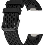 OBOE Silicone Smart Watch Replacement Dotted Design Band Compatible with Fitbit Charge 5 Watch (B-Black)