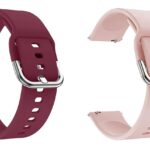 ACM Pack of 2 Watch Strap Silicone Belt compatible with Fastrack Limitless Fs1 Smartwatch Sports Hook Band (Burgundy Purple/Creame Pink)