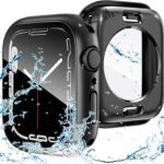 GLAMYOURS 2 in 1 Waterproof Case for Apple Watch Screen Protector 44mm SE 2nd Gen Series 6 5 4, 360 Protective Glass Face Cover Hard PC Bumper + Back Frame for iWatch Accessories 44 mm