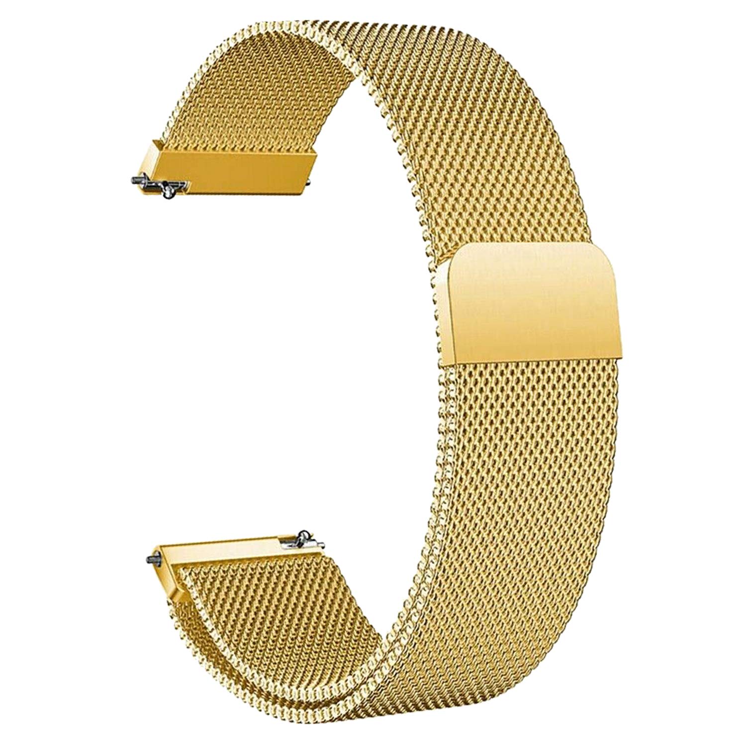 ACM Watch Strap Magnetic Loop 20mm Compatible with Tagg Verve Sense Smartwatch Luxury Metal Chain Band Champagne Gold