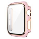 GADGET GEAR iWatch Case with 6D Glass Screen Protector Compatible for Apple iWatch Series 7 45 MM Shock Resistance | Scratch Resistance | Pink with Gold Rims