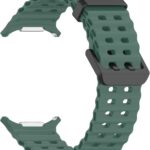 OBOE Silicone Band ‘COMPATIBLE WITH’ Samsung Galaxy Watch 7 Ultra 47mm No Gap Sport Strap (Dark Green) [WATCH NOT INCLUDED]