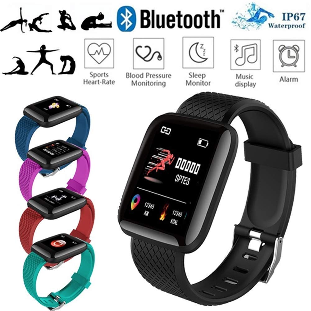 TechKing (4 Year Warranty Combo Pack of 2 Items – Bluetooth D116 SmartWatch with Heart Rate Monitor, Neckband Bluetooth Wireless Headphones