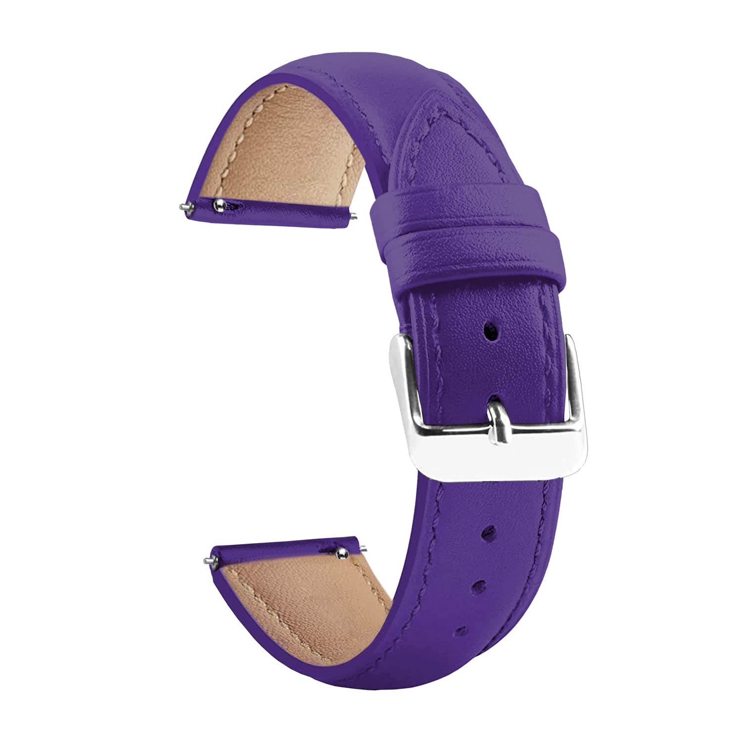 ACM Watch Strap Leather Belt 20mm Compatible with Sonata Stride Pro Hybrid Smartwatch Casual Classic Band Purple