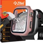 Zitel Case with Screen Protector Compatible with Apple Watch SE 2nd gen 2022 / Series 6/5/4 SE, 44mm Hard PC Cover with Built-in 9H Tempered Glass (44mm, Rose Gold)