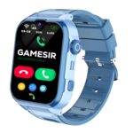 GameSir Musk 5G/4G Kids Smart Watch with GPS Tracker, SIM Calling, Face Unlock, Video Calls, SOS Alerts, IP67 Waterproof, 800mAh Battery, Voice Chat, Live Location(LightBlue)