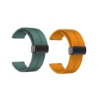 INEFABLE 22mm Smart Watch Straps With Folding Magnetic Lock Compatible With Samsung Galaxy Watch 3(45mm)/Galaxy Watch 46mm/Gear S3 Classic/Frontier & All 22mm Watches Only Strap-Green/Orange-Pack Of 2