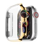 OJOS Electroplate Case Compatible with Apple Watch Series 6 SE Series 5 Series 4 44MM Super Thin PC Plated Bumper Clear Screen Protector Full Cover Shiny Shell Shockproof Frame (Gold, 44mm)