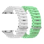 YODI Straps Compatible with Apple Watch 42mm 44mm 45mm 49mm, Replacement Band Soft Silicone Sport Strap for iWatch Ultra Series 8/7/6/5/4/3/2/1 SE (SEA GREEN/WHITE)