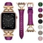 wutwuk Compatible with Apple Watch Strap 49mm 45mm 44mm 42mm for Women Slim Apple Leather Band for iWatch Ultra2/Ultra Series 9/8/7/6/5/4/3/2/1/SE/SE2,49mm 45mm 44mm 42mm,Fuchsia [Watch NOT Included]