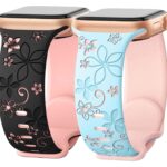 mFoniscie Compatible with Apple Watch Straps for Women 42mm[Series 3 2 1] 44mm 45mm 46mm 49mm, Soft Silicone Floral Bands iWatch Strap Ultra|2 Series 10 9 8 7 6 5 4 3 2 1|SE [Watch NOT Included]