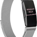 Zitel Band Compatible with Fitbit Inspire 2 Strap for Inspire 2 / Inspire HR/Ace 2 Stainless Steel Magnetic Lock Metal Band (Silver)