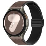 Silicone Leather Watch Strap Compatible with Samsung Galaxy Watch 7 Magnetic Buckle Quick Release Replacement Band for Galaxy Watch 6/5/4 40mm 44mm for Men (Watch Not Include) (Coffee)