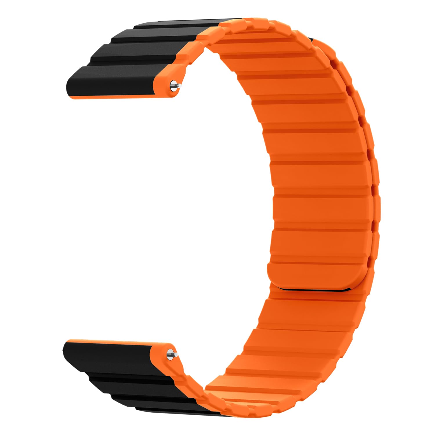 YODI 20MM Dual Color Magnetic Silicone Sport Strap Band For Garmin Vivoactive 3 | Forerunner 245 | Venu 2 Plus | Venu Sq | Vivoactive 3 Music, Moto 360 3rd Gen, Fire Boltt Dynamite Bsw048 Smart Watch For Men Women (Black/Orange)