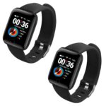 Rambot (8 Years Warranty Combo Pack of 2 Items – Waterproof Smart Watch D116 Touch Men Women Fitness Tracker Blood Pressure Heart Rate Monitor Changing Wallpaper SmartBand for Girls & Boys