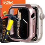 Zitel Hard Case with Built-in Tempered Glass Screen Protector Compatible with Apple Watch Series 9 41mm / Series 8 41mm / Series 7 41mm (Rose Gold)