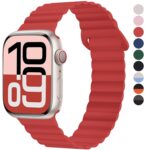 Fullmosa Magnetic Band Compatible with Apple Watch Strap 49mm 46mm 45mm 44mm 42mm(Series 3 2 1), Sport Bands for iWatch Ultra 2/1 SE1/2 Series 10 9 8 7 6 5 4 3 2 1,Red [Watch NOT Included]